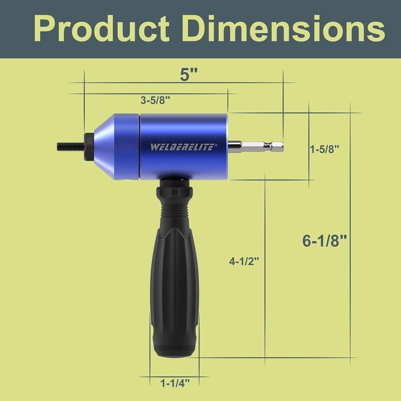 WelderElite Store Rivet Nut Drill Adapter Kit - Dual Drive Modes: Drill/Ratchet, with 270pcs Nuts & 36pcs Mandrels (Blue) - Image 5